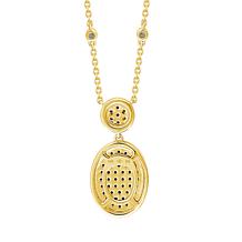 10K Yellow Gold 1/5ctw Diamond Cluster Oval Drop Necklace