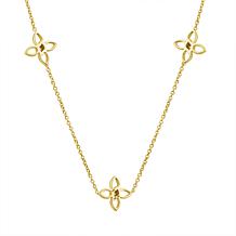 10K Yellow Gold 1/8ctw Diamond Flower Station Cable Chain Necklace