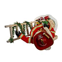 11.5" Fabriché Fireman Santa On Ladder Figurine