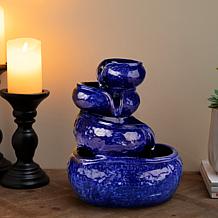11.75"H 4-Tiered Cobalt Blue Ceramic Table Fountain