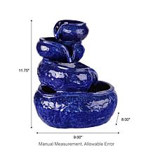 11.75"H 4-Tiered Cobalt Blue Ceramic Table Fountain