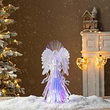 12" H Acrylic LED Color-Changing Lighted Tabletop Angel Figurine