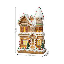 12" H Resin Lighted Christmas Gingerbread House Table Decor