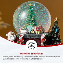 120mm Resin Lighted Musical Christmas Tree on Fireplace Water Globe