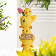 13.25" Easter Resin Table Decor with Stacked Yellow Ducks