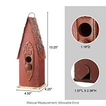 13.25"H Washed Retro Red Distressed Wood Slim Cottage Garden Birdhouse