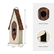 13.25"H Washed White Solid Wood Slim Cottage Outdoor Garden Birdhouse