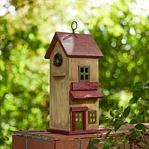 14.25"H Distressed Wood Cottage Decorative Outdoor Garden Birdhouse