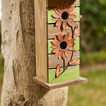 14.5"H Vintage Pallet Distressed Solid Wood Duplex Garden Birdhouse