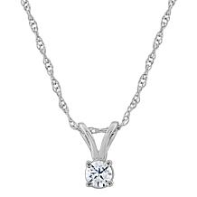 14K Gold .10ct White Diamond Round Pendant with Chain