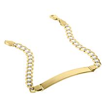 14K Gold Curb Link ID Bracelet with Silvertone Pave' Accents