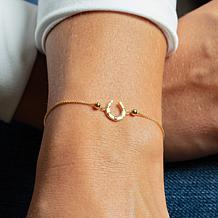 14K Gold Horseshoe Station Adjustable Bolo Bracelet