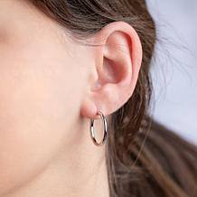 14K Gold Polished Round Tube Hoop Earrings