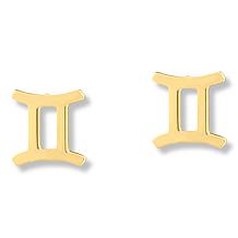 14K Gold Polished Zodiac Stud Earrings - Gemini 