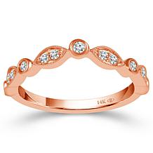 14K Pink Gold 1/5ctw Diamond Tapered Band Anniversary Ring
