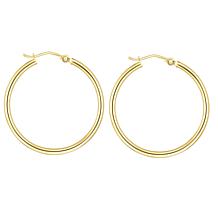 14K Polished Gold Round Tube Hoop Earrings  