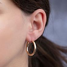 14K Polished Round Tube Hoop Earrings