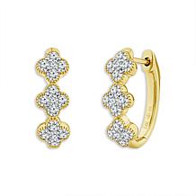 14K Yellow Gold 1ctw Flower Design Hoop Earrings