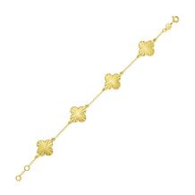 14K Yellow Gold 7-1/4" Station Golden Clover Bracelet