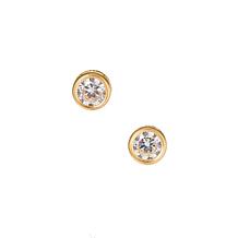 A&M 14K Yellow Gold 7mm Square Cubic Zirconia Stud Earrings
