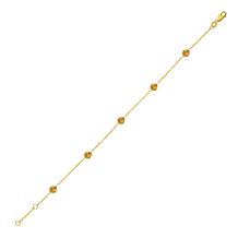 14K Yellow Gold Citrine Station 7" Chain Bracelet with Lobster Clasp