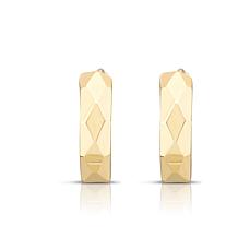 14K Yellow Gold Diamond-Cut Faceted Huggie Hoop Earrings