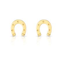 14K Yellow Gold Horseshoe Stud Earring with Push Back Clasp