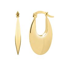 14K Yellow Gold Oval Hoop Lite Earring with Hinged Clasp