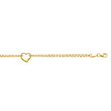 14K Yellow Gold Polished Heart 10" Anklet