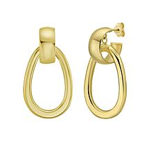 14K Yellow Gold Polished Interlocking Dangle Hoop Earrings