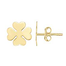 14K Yellow Gold Polished Leaf Stud Earrings