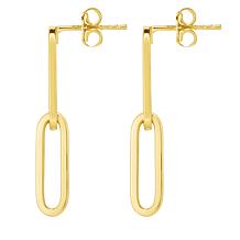 14K Yellow Gold Polished Paperclip Drop Earrings