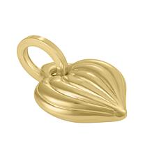 14K Yellow Gold Polished Puffed Ribbed Heart Pendant