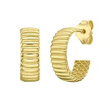 14K Yellow Gold Polished Tubogas Hugger C-Hoop with Push Back Clasp