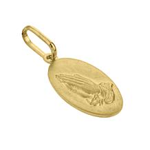 14K Yellow Gold Praying Hands Medal Pendant