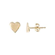 14K Yellow Gold Puffed Heart Stud Earrings