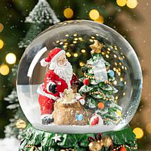 150mm Christmas Resin Lighted Musical Snowflakes Santa Waterglobe