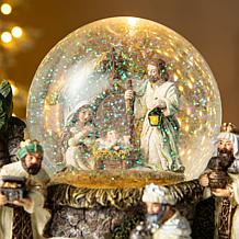 150mm Resin Lighted Musical Christmas Nativity Scene Water Globe