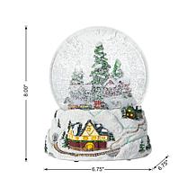 150mm Resin Lighted Musical Christmas Snowflakes Village Water Globe
