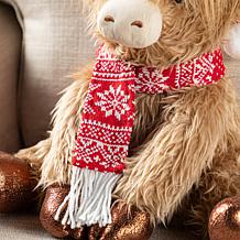 15.25"L Christmas Fabric Highland Cow Decoration