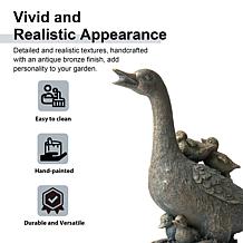15"H Resin Faux Bronze Duck Garden Statue