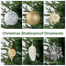 160ct Christmas Elegant Silver & Gold Deluxe Shatterproof Ornaments