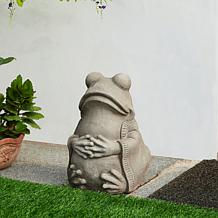 16.75"H MGO Faux Concrete Zen-Style Frog Garden Statue