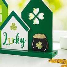 16"L St. Patrick's Wooden LUCKY House Table Decor