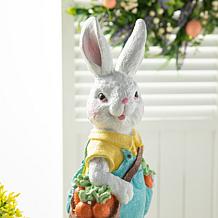 17.25"H Easter Resin Bunny Boy with Carrot Table Decor