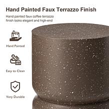 17.25"H MGO Faux Terrazzo Garden Stool, Planter Stand, or Accent Table