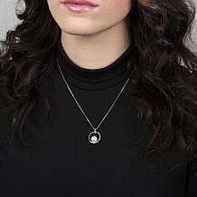 18" 8-8.5mm Cultured Pearl and Created Gem Open Circle Drop Necklace