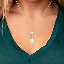 18" 8-8.5mm Cultured Pearl and White Topaz U-Drop Necklace