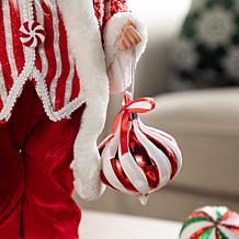 18" Faux Fur Christmas Peppermint Santa Figurine