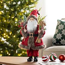 18" Faux Fur Christmas Woodland Santa Figurine